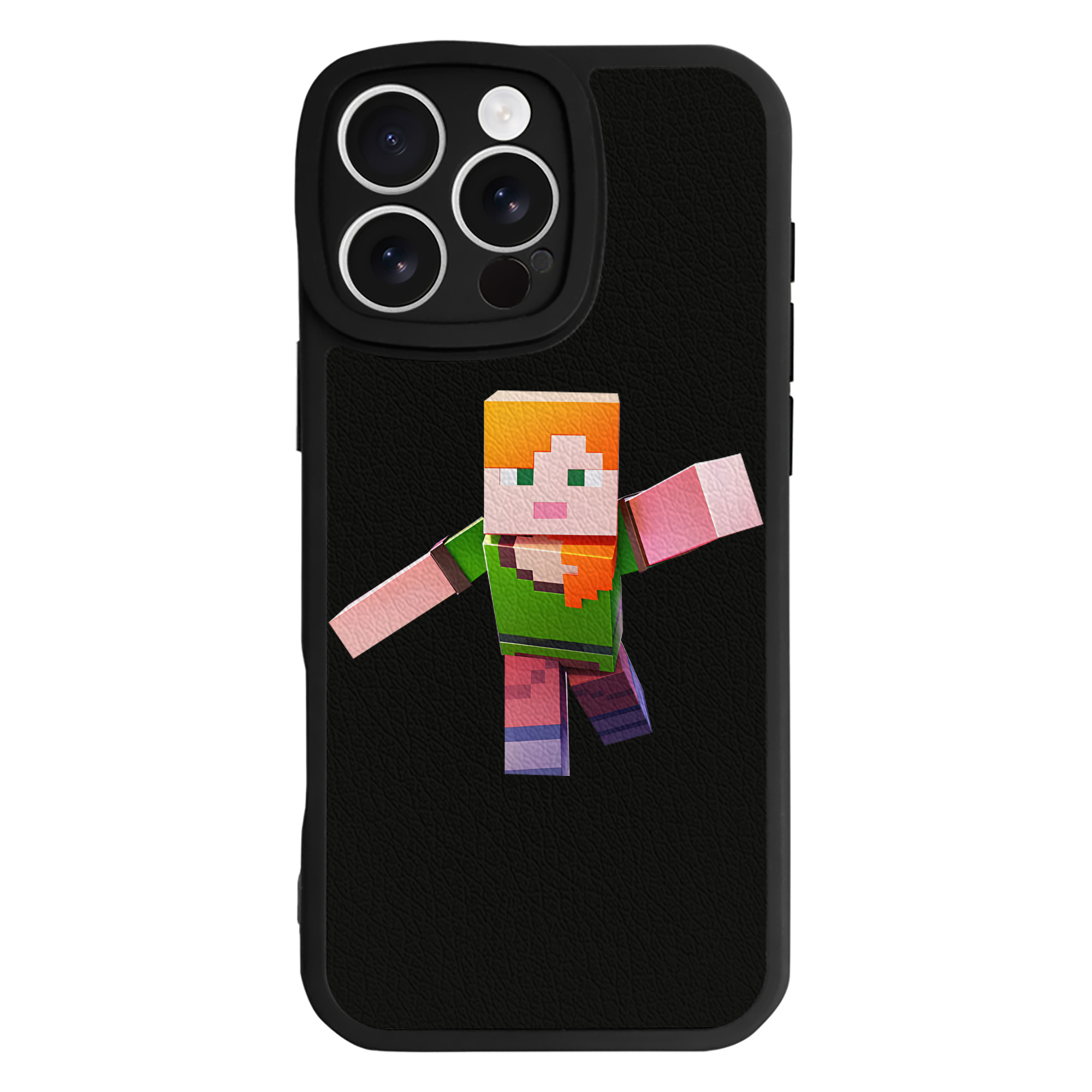 （画像用） マインクラフト ブロックの世界 Minecraft MC Block world 【iPhone 16シリーズ対応】シリコンスマホケース（レザー調） 材質：シリコン